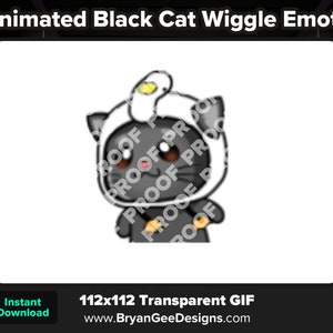 Animated Black Cat Wiggle Emote for Twitch or Discord