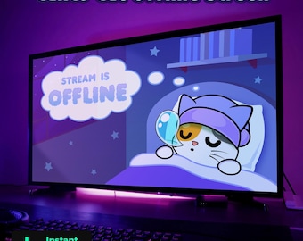 Gatto Calico Twitch Schermata Offline Scena Offline, Grafica Twitch, Grafica Streamer, Streaming Accogliente, Streaming Carino / Gatto Schermata Offline