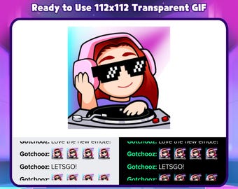 Animated Red Hair Girl DJ Emote for Twitch, Discord, Kick, Rumble for Streaming