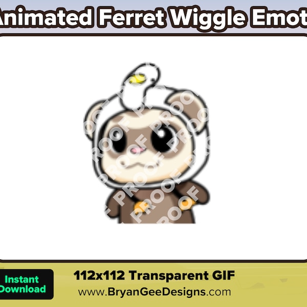 Animated Ferret Wiggle Emote for Twitch or Discord