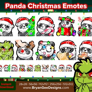 Emoticonos de contracción navideña de Panda para transmitir emoticonos de Youtube Emoticonos de discordia Emoticonos de Tiktok Emoticonos prefabricados P2U Pago para usar