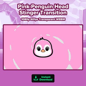 Pink Penguin Stinger Transition | Animated Twitch Scene Transition | Animated Stinger | Pink Penguin Scene Transition