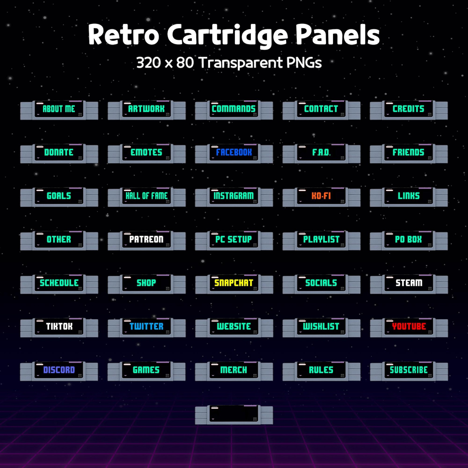 Retro Cartridge Stream Panels | 16-bit Gaming Style Twitch Panels ...