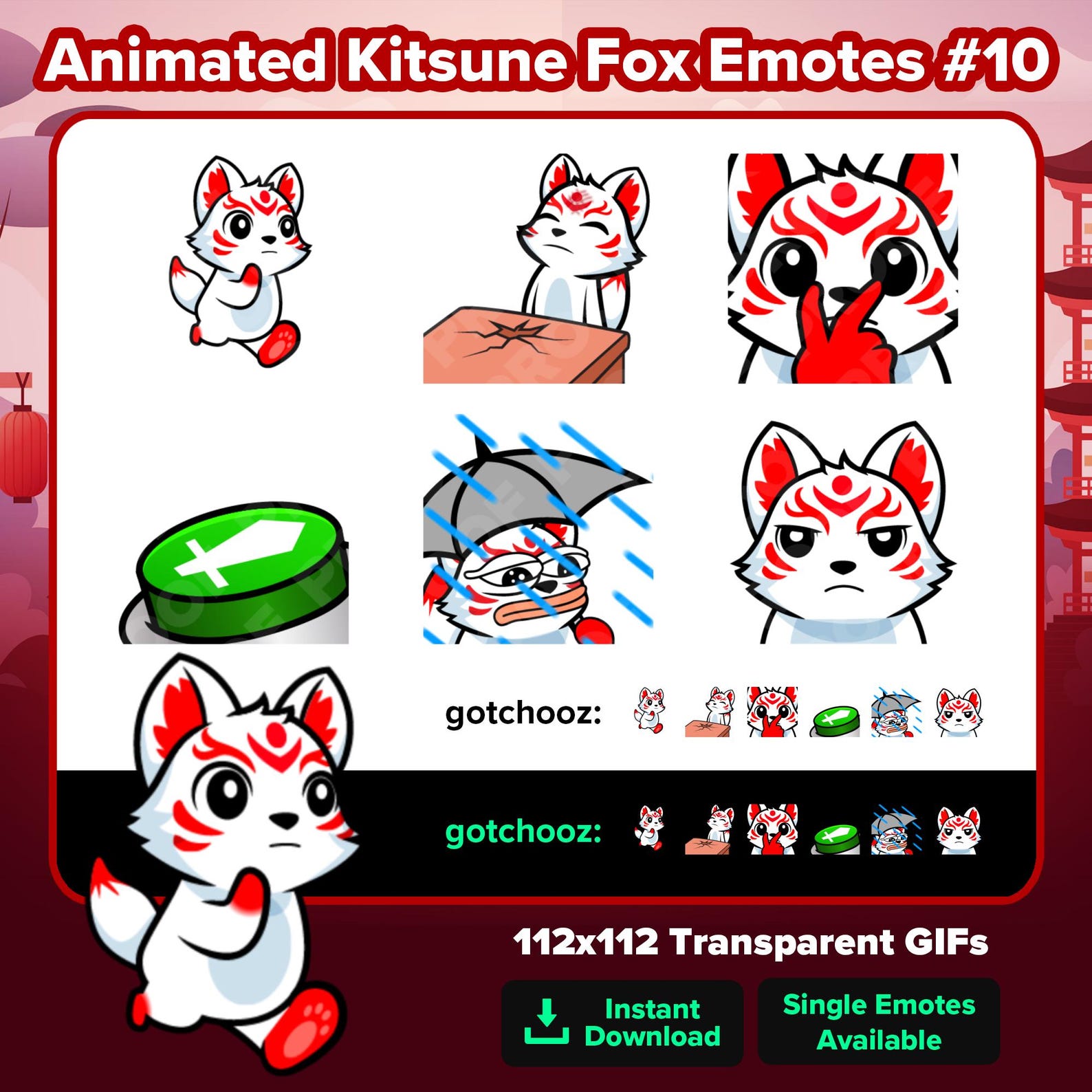 Nopers Animated Kitsune Fox Emotes Pack #10 | Run, Head Slam, I See You, Mod ...