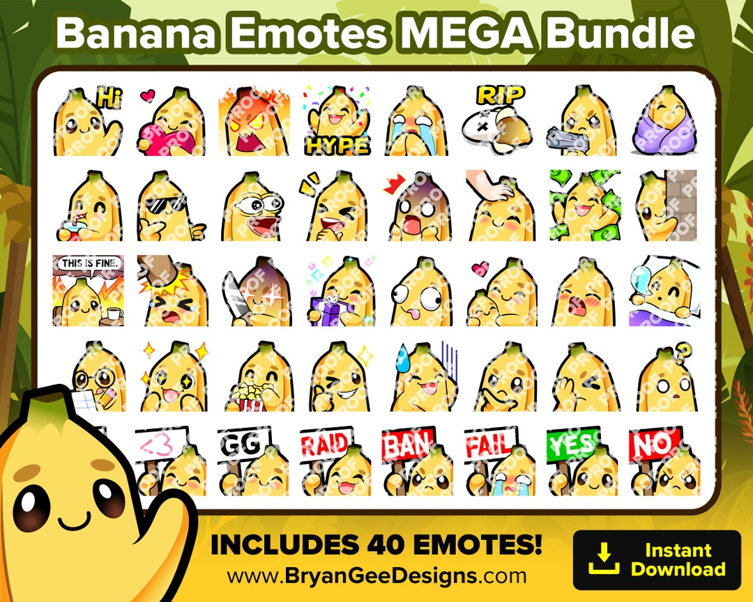 Banana Twitch Emotes Mega Bundle For Streaming Youtube Emotes Discord