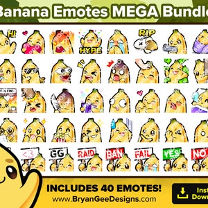 Banana Twitch Emotes MEGA Bundle for Streaming, Youtube Emotes, Discord Emotes, Kick Emotes, TikTok Emotes, Rumble Emotes, Emojis