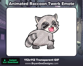 Animated Raccoon Twerk Emote for Twitch, Discord, Kick, Rumble for Streaming