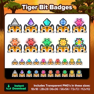 Tiger Bit Badges | Twitch Bits Badges | Bits | Cute Tiger  | Tiger Emotes | Tiger Badges