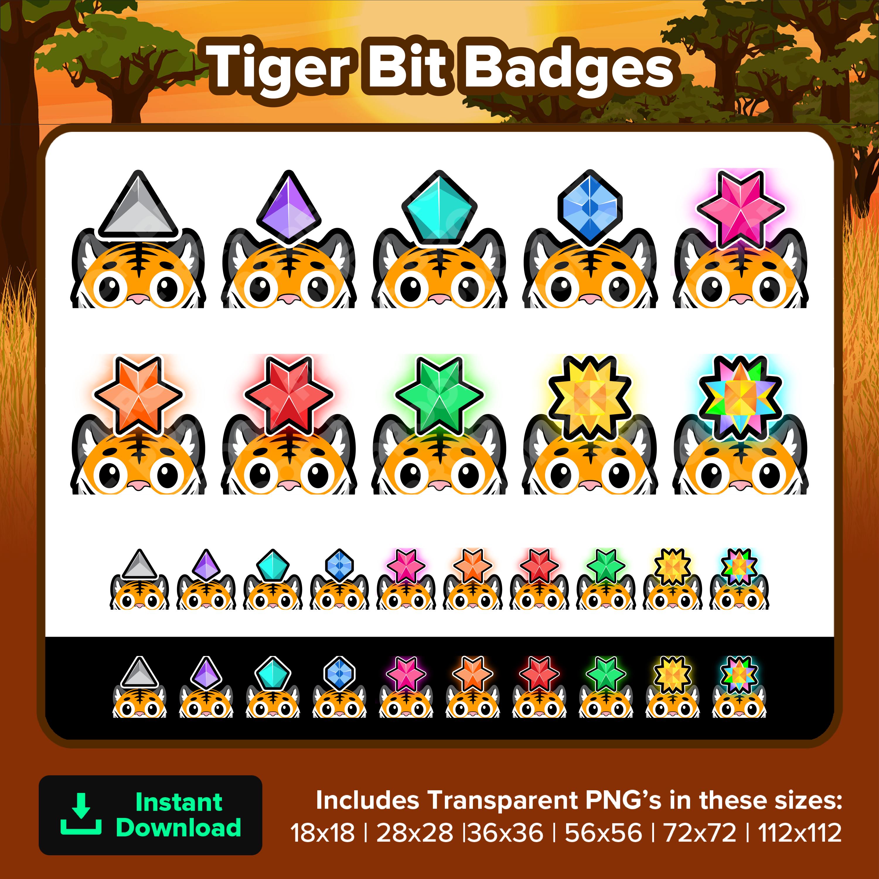 Tiger Bit Badges | Twitch Bits Badges | Bits | Cute Tiger | Tiger ...