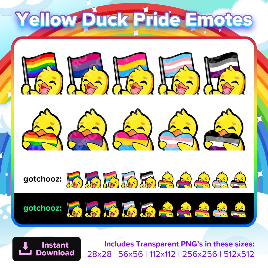 Yellow Duck Pride Twitch Emotes, Youtube Emotes, Discord Emotes, Kick ...