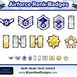 Airforce Rank Twitch Badges Bit Badges Channel Points Discord Badges Youtube Badges Subscriber Badges Facebook Badges Tiktok Badges