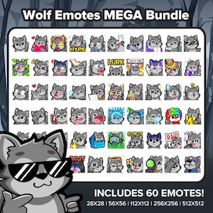 Wolf Twitch Emotes MEGA Bundle for Streaming, Youtube Emotes, Discord Emotes, Kick Emotes, TikTok Emotes, Rumble Emotes, Emojis