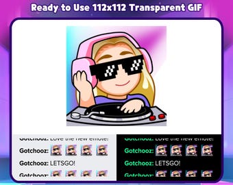 Animated Blonde Hair Girl DJ Emote for Twitch, Discord, Kick, Rumble for Streaming