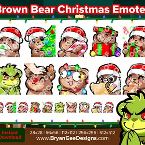 Gestos de Twitch de Navidad de oso pardo para transmitir Gestos de Youtube Gestos de discordia Gestos de Tiktok Gestos prefabricados P2U Paga para usar gestos de osito de peluche
