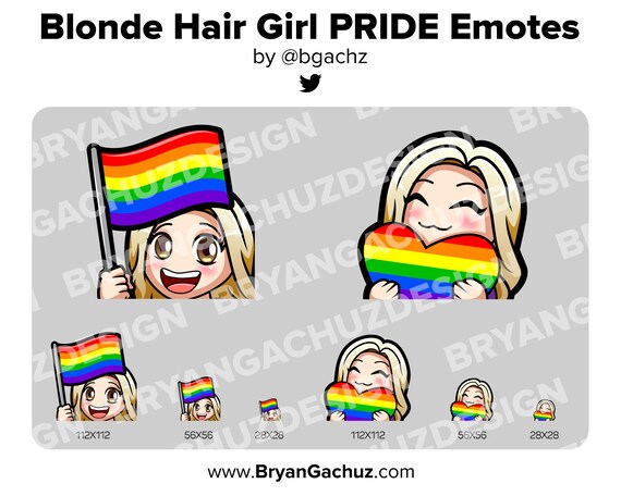 Susse Chibi Blonde Haar Madchen Pride Flagge Und Herz Emotes Etsy