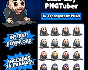 Bald Guy PNGtuber Model | Reactive Bald Guy PNGTuber | Bald Guy with Beard Avatar | PNG Vtuber for Twitch, YouTube, Kick, Tiktok