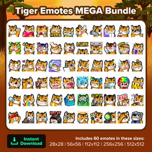 Tiger Twitch Emotes MEGA Bundle for Streaming, Youtube Emotes, Discord Emotes, Kick Emotes, TikTok Emotes, Rumble Emotes