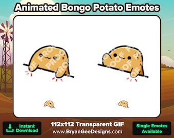 Animated Bongo Potato Emote for Twitch or Discord