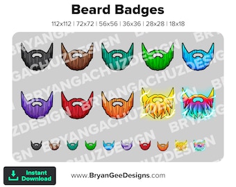 Beard Twitch Badges Bit Badges Channel Points Discord Badges Youtube Badges Subscriber Badges Facebook Badges Tiktok Badges