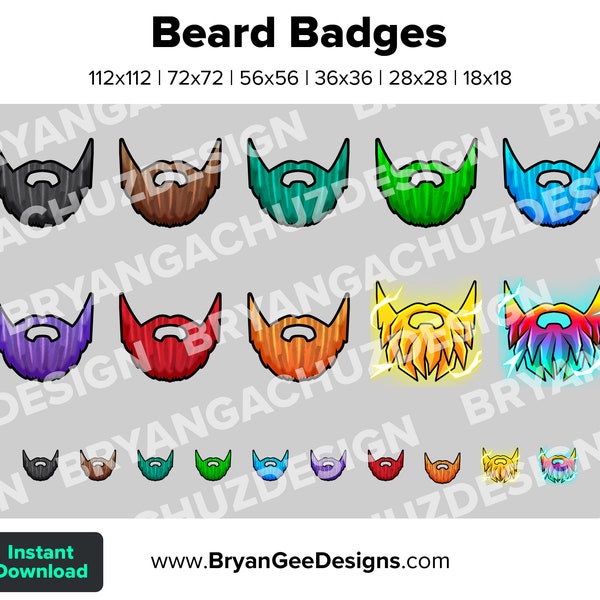 Beard Twitch Badges Bit Badges Channel Points Discord Badges Youtube Badges Subscriber Badges Facebook Badges Tiktok Badges