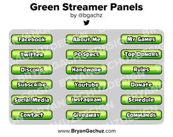 Green Streamer Panels for Twitch, Discord or Youtube