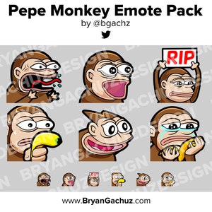 Pepe Monkey Emote Pack per Twitch, Discord o Youtube