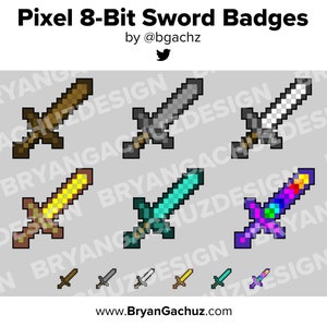 Pixel Sword Twitch Badges Bit Badges Channel Points Discord Badges Youtube Badges Subscriber Badges Facebook Badges Tiktok Badges