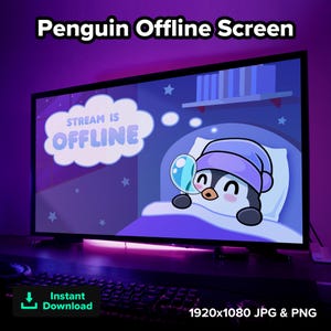 Penguin Twitch Offline Screen Offline Scene, Twitch Graphics, Streamer Graphics, Cozy Stream, Cute Stream,