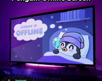 Penguin Twitch Offline Screen Offline Scene, Twitch Graphics, Streamer Graphics, Cozy Stream, Cute Stream,