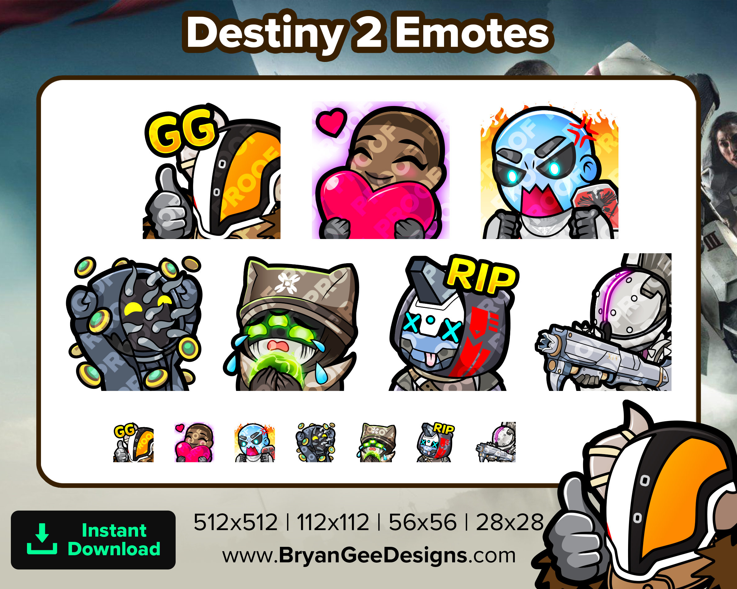 Destiny 2 Inspired Twitch Emotes GG Love Rage Dono (Download Now) 