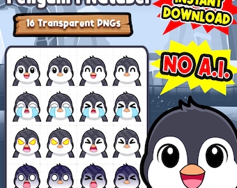 Modello PNGtuber di pinguino / PNGtuber reattivo di pinguino / Avatar di pinguino / PNG Vtuber per Twitch, YouTube, Kick, TikTok
