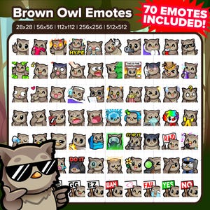 Paquete MEGA de emoticones y emblemas de Búho para Twitch, emoticones para streaming, emoticones para YouTube, emoticones para Discord, emoticones de patadas, emoticones para TikTok y emoticones de Rumble.