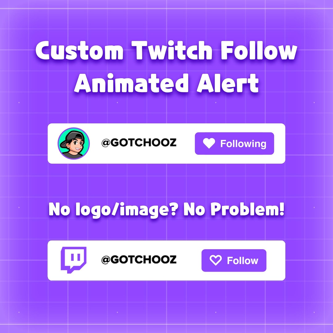 Custom Animated Twitch Follow Alert | Twitch Channel Follow Animation ...