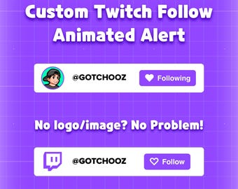 Custom Animated Twitch Follow Alert | Twitch Channel Follow Animation for Streamers, Vtubers and Creators | Social Media Lower Third