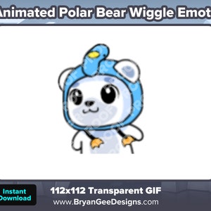 Animated White Polar Bear Wiggle Emote for Twitch or Discord