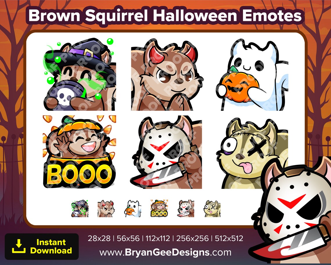 Squirrel Boo Brown Squirrel Halloween Twitch Emotes Spooky Sip Devil Ghost Pumpkin ...