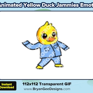 Animated Yellow Duck Jammies Dancing Emote for Twitch, Animated Emote, Cute Emote, Dancing Emote, Fun Emote