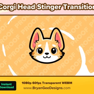 Transición de aguijón de Corgi / Transición de escena animada de Twitch / Aguijón animado / Transición de escena de Corgi