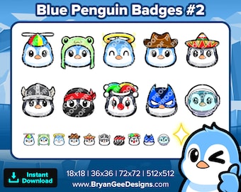 Blue Penguin Twitch-badges 2 bit-badges Kanaalpunten Discord-badges Youtube-badges Abonnee-badges Facebook-badges TikTok-badges