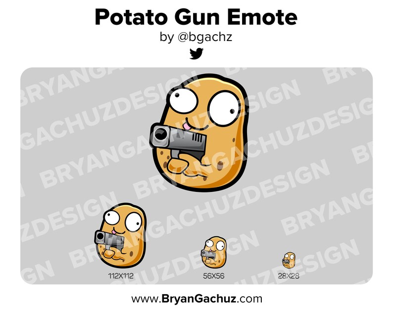 Potato Gun Emote for Twitch Discord or Youtube | Etsy