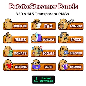 Panele Potato Twitch do streamingu, panele Youtube, panele Kick, panele Rumble, panele Streamer, grafiki Streamer, grafiki Twitch