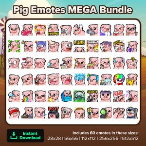 Schwein Twitch Emotes MEGA Bundle für Livestreaming, Youtube Emotes, Discord Emotes, Kick Emotes, TikTok Emotes, Rumble Emotes