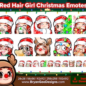 Red Hair Girl Christmas Twitch Emotes for Streaming Youtube Emotes Discord Emotes Tiktok Emotes Premade Emotes P2U Pay to Use