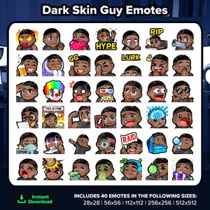 Dark Skin Guy Twitch Emotes MEGA Bundle for Streaming Youtube Emotes Discord Emotes Kick Emotes TikTok Emotes Rumble Emotes
