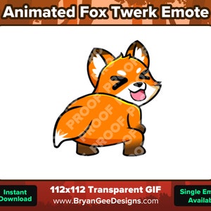 Animated Fox Twerk Emote for Twitch, Discord, Kick, Rumble for Streaming