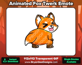 Animated Fox Twerk Emote for Twitch, Discord, Kick, Rumble for Streaming
