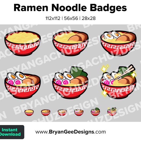 Ramen Twitch Badges Bit Badges Channel Points Discord Badges Youtube Badges Subscriber Badges Facebook Badges Tiktok Badges