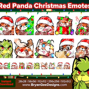 Red Panda Christmas Twitch Emotes para streaming de Youtube Emotes Discord Emotes Tiktok Emotes Prefabricados P2U Pay to Use