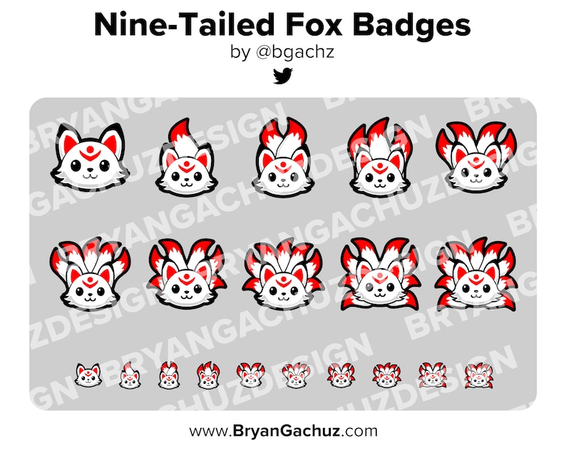 Nine Tail Kitsune Fox Twitch Badges Bit Badges Channel Points Etsy