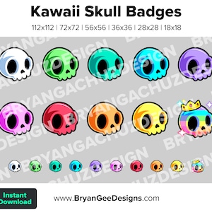 Kawaii Skull Twitch Badges Bit Badges Channel Points Discord Badges Youtube Badges Subscriber Badges Facebook Badges Tiktok Badges